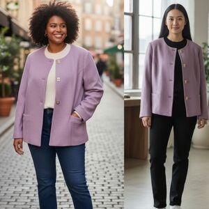 Talbots Blazer Jacket Soft Wool Blend  Purple New With Tag Size 18W